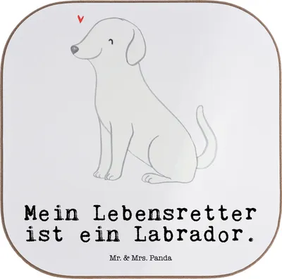 Produktbild von Mr. & Mrs. Panda Untersetzer für Gläser Labrador Lebensretter - Weiß - Geschenk, Coaster, gläseruntersetzer, Flaschenuntersetzer, Tischschoner, Tischuntersetzer