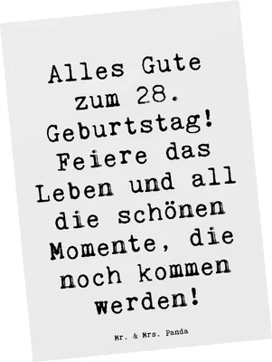 Produktbild von Mr. & Mrs. Panda Grußkarte Spruch 28. Geburtstag - Weiß - Geschenk, Alter, Postkarte, feiern, besonderer Anlass, Ansichtskarte, Happy Birthday, Fotokarte, Erinnerung