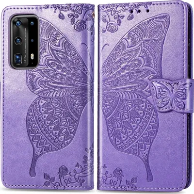 Produktbild von Mobigear Butterfly  Huawei P40 Pro Hülle Klapphülle Geldbörse - Lila