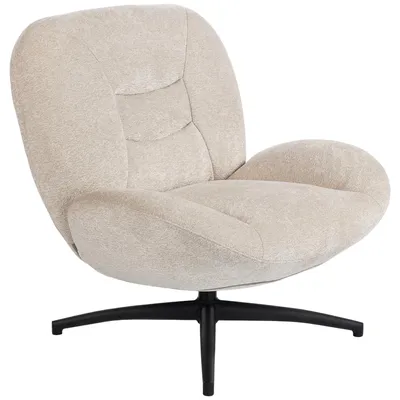 Productafbeelding van HOMCOM fauteuil voor de woonkamer, draaibaar, comfortabele loungefauteuil met brede zitvlak, crèmekleurig