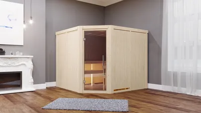 Produktbild von Karibu Sauna Heimsauna Innensauna KALLE 8 68mm Wandstärke 231 x 196 cm Sparset mit Ofen und Steuergerät