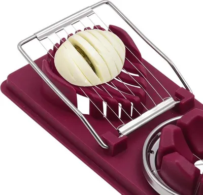 Produktbild von INF Edelstahl Eierschneider 2-in-1 für Scheiben und Spalten Rot