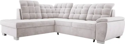 Zdjęcie produktu dla Sofa Narożna LOTTA W Tkaninie SALVADOR, Wymiary 258x212cm - Elegancki Design, Wszechstronna Funkcja Spania I Solidna Przestrzeń Do Przechowywania W Twoim Salonie Aranżacja Mebli Po Lewej Stronie Kolor: JASNY SZARY