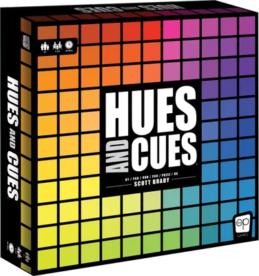Produktbild von The OP Usaopoly | Hues and Cues Multilingual Brettspiel in Deutsch für die Ganze Familie | Partyspiel für 3-10 Spieler | Lebendige Farb-Raterei | Hinweise aus 480 Farbfeldern Verbinden