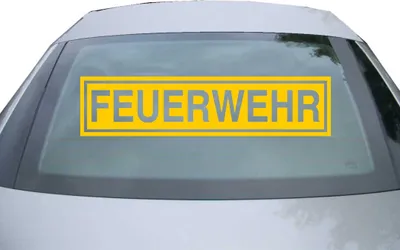 Produktbild von Indigos UG - Aufkleber Heckscheibe & Motorklappe DE2439 - gold - 600x142 mm - Feuerwehr - Auto Scheiben Fenster Heckklappe Tuning Racing JDM - Die cut