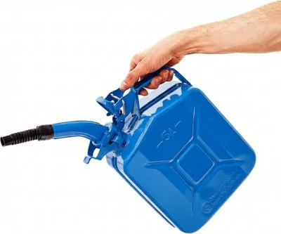 Produktbild von BW® Kraftstoffkanister Metall Benzinkanister 5 Liter mit Ausgießer - Blau RAL 5005 - UN-Zulassung - Hergestellt in Europa