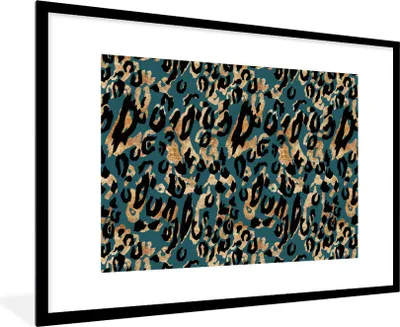 Produktbild von MuchoWow® Gerahmtes Poster Panther - Tiermuster - Braun 90x60 cm - Poster mit Schwarzem Bilderrahmen Wandposter Rahmen Foto Bilder - Wanddekoration - Fotos