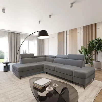 Produktbild von Masseno Ecksofa AVISE M L-S mit Schlaffunktion L-Form, Sofa mit Bettkasten, Wohnzimmersofa, Couch, Soffa, Bettsofa, Couchgarnitur- Grau, MONOLITH 85