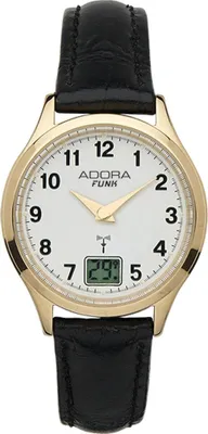 Produktbild von Adora Funk Damenuhr Ø 29mm Armbanduhr Analog 5 BAR schwarzes Lederband