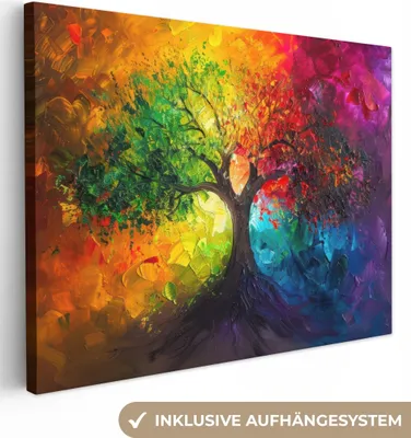 Zdjęcie produktu dla MuchoWow® - Obraz na płótnie - Drzewo - Kolorowy - Nowoczesny - Abstrakcyjny, fototapeta, dekoracja ścienna, obrazy do salonu, 120x90cm