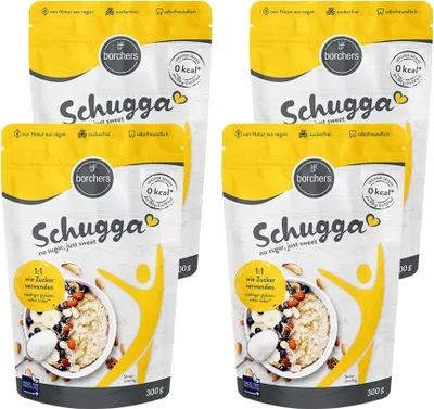 Produktbild von BORCHERS Schugga, Kristalline Streusüße, Erythrit-Sucralose Mischung (4x300g)