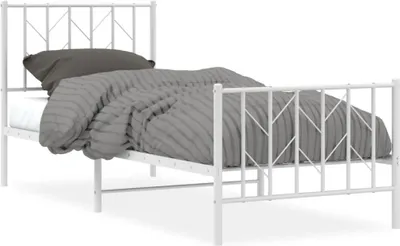 Produktbild von Bettgestell mit Kopf- und Fußteil Metall Weiß 80x200 cm