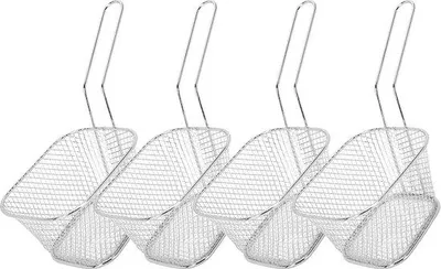 Zdjęcie produktu dla 4 stalowe pojemniki do frytek, pojemniki do smażenia, stal nierdzewna, do serwowania, 10,5 x 8,5 x 6,5 cm