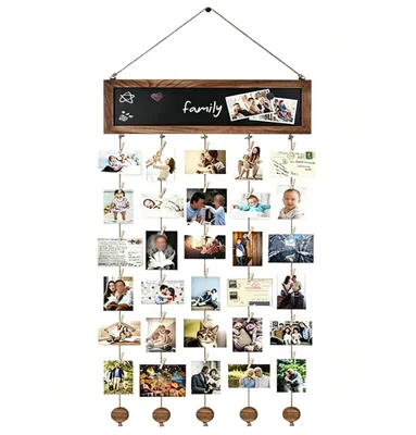 Produktbild von Fotowand mit Klammern, Bilderrahmen Collage Holzschild Kreativ DIY Fotovorhang Nachbildung
