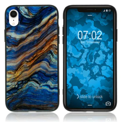 Produktbild von PhoneNatic Hybridhülle kompatibel mit Apple iPhone XR - mit Glasrücken - Marmor-Muster  Design:02 Cover Schutzhülle Cover