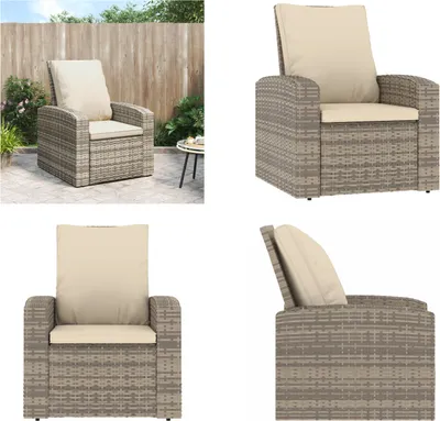 Produktbild von vidaXL Gartensessel Verstellbar mit Kissen Hellbraun Poly Rattan - Gartensessel - Terrassensessel - Outdoor Sessel - Gartenstuhl