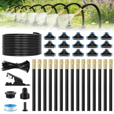 Produktbild von Gartenbewässerung Tropfbewässerung Bewässerungsset - 15 m - 360° Sprühdüsen - Verstellbare Wasserstrahl