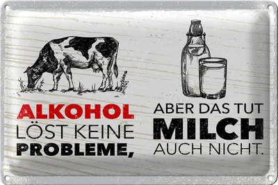 Produktbild von Blechschild Alkohol 30x20cm löst keine Probleme weißes Schild