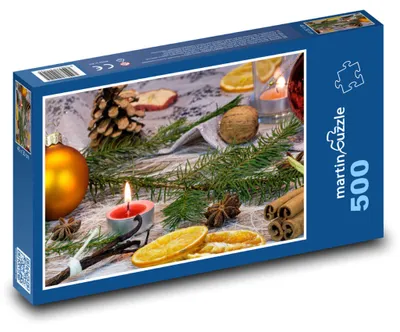 Zdjęcie produktu dla Puzzle 500 Świąteczna świeca z dekoracjami - martinpuzzle