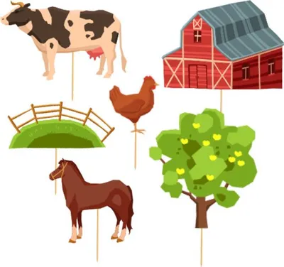 Produktbild von Toppers Pickers FARM Tiere Geburtstag 6Stk.