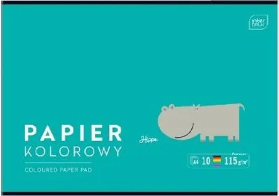 Imagen del producto de Papel de colores A4, marca Interdruk, 10 hojas, 115 g/m², surtido de colores
