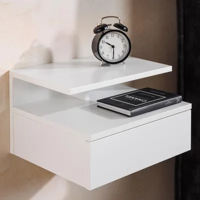 Produktbild von riess-ambiente Hängender Nachttisch FLOATING 35cm weiß Regal mit Schublade Nachtschrank Hängeregal