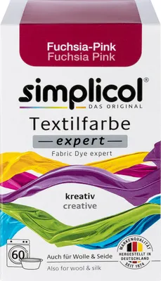 A box of Simplcol fabric dye in Fuchsia-Pink.