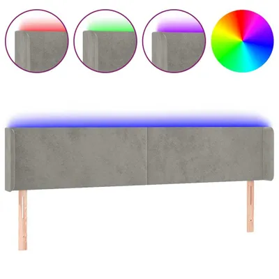 Produktbild von vidaXL LED Kopfteil Hellgrau 203x16x78/88 cm Samt