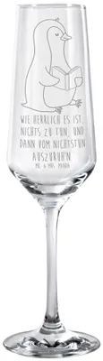Produktbild von Mr. & Mrs. Panda Trinkglas Pinguin Buch - Transparent - Geschenk, Glas, Lesen, Urlaub, Sektflöte, Champagnerglas, Sektglas, Sektkelch