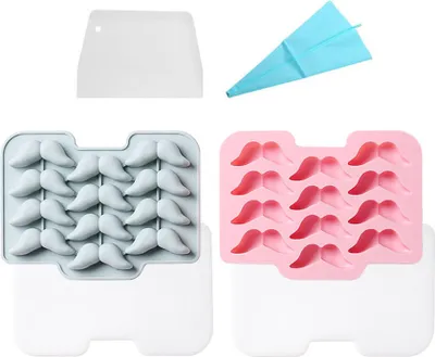 Produktbild von 2er-Pack Silikonformen in Mannbartform Mit 12 Mulden Und Deckel, Kuchen-Fondant-Dekorationswerkzeuge, Formen Für Schokolade, Bonbons, Gelee