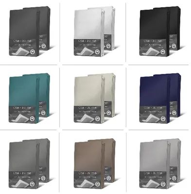 Produktbild von 2er Set Jersey Spannbettlaken Spannbetttuch weich Heavy Baumwolle Rundumgummizug, Farbe:Natur, Größe:180 - 200x200 cm Split Topper