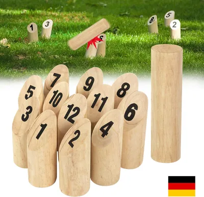 Image de XINZI Number Kubb Jeu viking - Jeu de lancer en bois avec sac de transport, facilement transportable pour le camping plage, jouet pour enfants & adultes