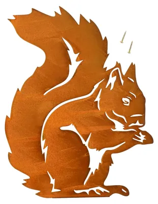 Produktbild von Rost Eichhörnchen Figur Eichhörnchen Deko Metall Baumstecker Rost Edelrost Gartendeko Gartenfigur für Draußen Naturliebhaber Hof Hinterhof Garten Outdoor Rasen (28×21cm)
