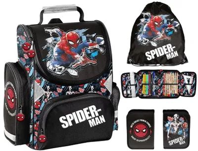 Produktbild von Schulranzen Set 3-teilig Tornister Jungen Spiderman Schwarz