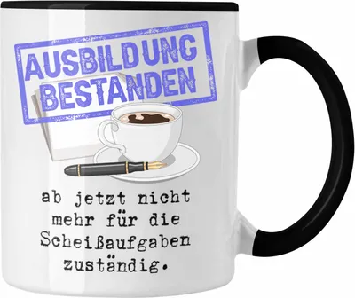 Produktbild von Trendation - Ausbildung Bestanden Stempel Geschenk Tasse Geschenkidee Bestandene Prüfung Abschluss 2025 Keine Sch** Aufgaben (Schwarz)