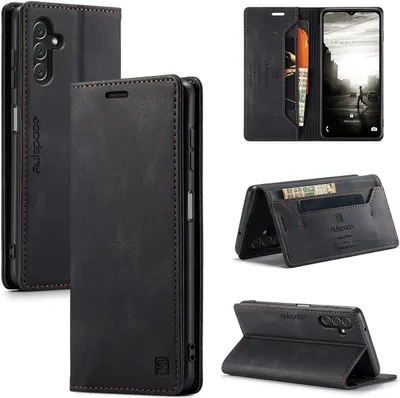 Image de Galaxy A13 5G Case, RetroPolyuréthaneLeather Case, Stand and Protective Case for Samsung Galaxy A13 5G Black