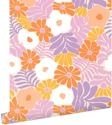 Obrázek produktu pro Tapeta ESTAhome s květinovým motivem ve stylu Matisse, bílá a vícebarevná, 50 x 900 cm