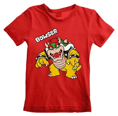 Obrázok produktu pre Detské tričko s krátkym rukávom Super Mario Bowser text červené - 9-11 rokov
