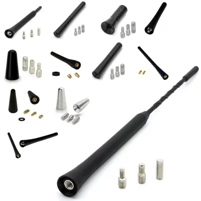 Produktbild von Premium Kurzstab Stab Antenne Auto Schwarz Carbon Alu Mini für viele Fahrzeuge