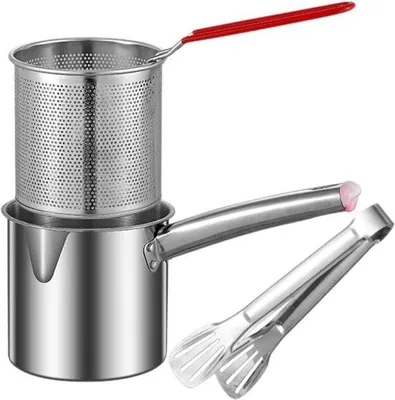 Produktbild von Mini RVS-Friteuse für Gas und Induktionskochfeld - 1,2 Liter - Frittiergerät für kleine Portionen