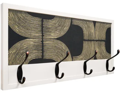 Image de Porte-manteau mural en bois avec 4 crochets - Fabriqué à la main en Espagne, design moderne