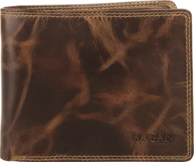 Produktbild von Herren Leder Geldbörse braun mit RFID-Schutz, 12x10x2 cm, 2 Scheinfächer und 1 Münzfach