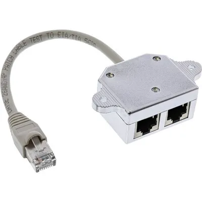 Produktbild von InLine Cat.5e / ISDN T-Adapter RJ45 Stecker an 2x RJ45 Buchse, 0,15m, RJ-45, RJ-45, 0,15 m, Silber