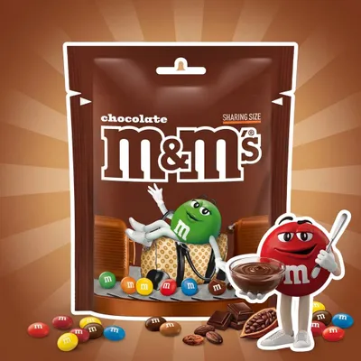Productafbeelding van M&M's Chocolade, melkchocolade in suikeromhulsel, 200 g – Kleurrijke chocoladebolletjes met melkchocolade, AI-gegenereerde afbeelding