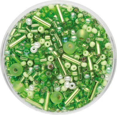 Produktbild von Glorex Rocailles Perlen Mix 17 g hellgrün