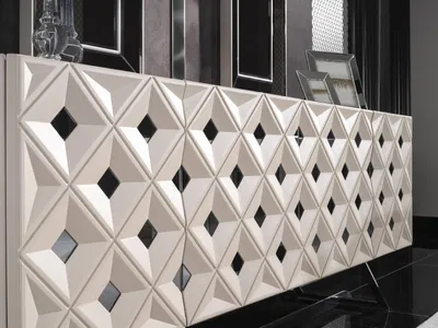 Image de Élégant buffet blanc en bois et métal au design moderne