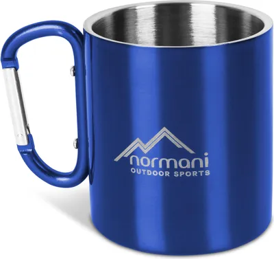 Produktbild von Edelstahl Tasse 330 ml mit Karabinerhaken „Wisconsin“ - Blau - 330 ml