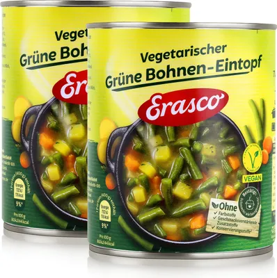 Produktbild von Erasco vegetarischer grüne Bohnen-Eintopf 800g Fertigessen (2er Pack)