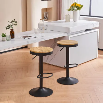 Produktbild von YOUNIKE Barhocker aus Holz, rund, hohe Barstühle, Sitz, Insel, Zentral, Küche, S