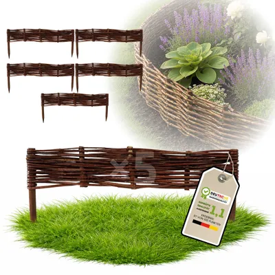 Obrázek produktu pro Floranica 5 kusů Vrbový plot 10 cm x 60 cm – Zahradní plot z vrbového proutí Palisáda Přírodní oplocení Ohraničení záhonu